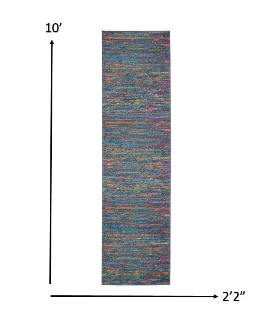 2’ X 6’ Blue Distressed Striations Runner Rug