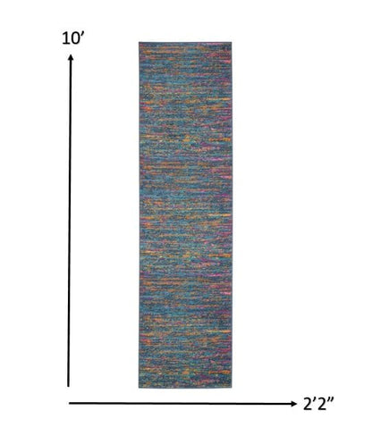 2’ X 6’ Blue Distressed Striations Runner Rug