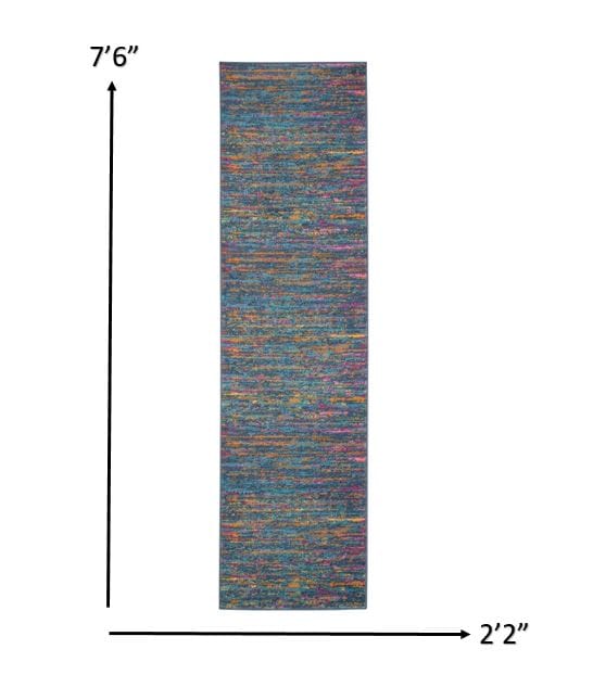 2’ X 6’ Blue Distressed Striations Runner Rug