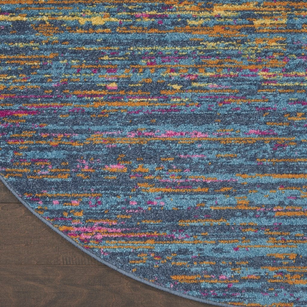 2’ X 6’ Blue Distressed Striations Runner Rug