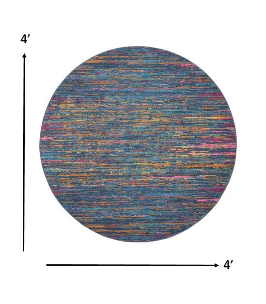 2’ X 6’ Blue Distressed Striations Runner Rug