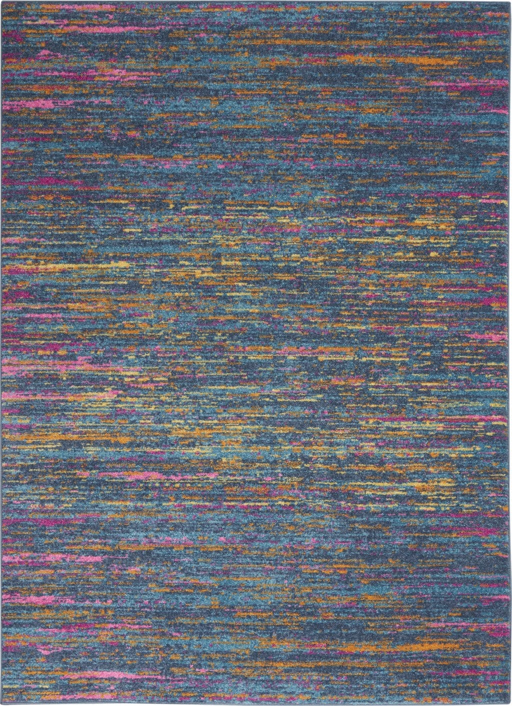 2’ X 6’ Blue Distressed Striations Runner Rug