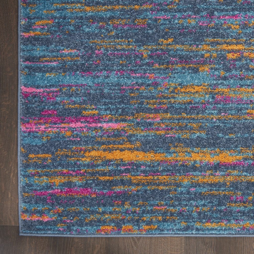 2’ X 6’ Blue Distressed Striations Runner Rug