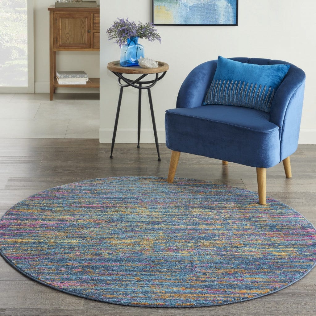 2’ X 6’ Blue Distressed Striations Runner Rug
