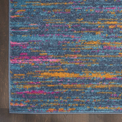 2’ X 6’ Blue Distressed Striations Runner Rug