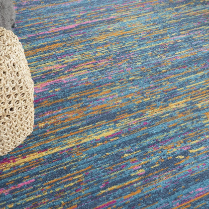 2’ X 6’ Blue Distressed Striations Runner Rug