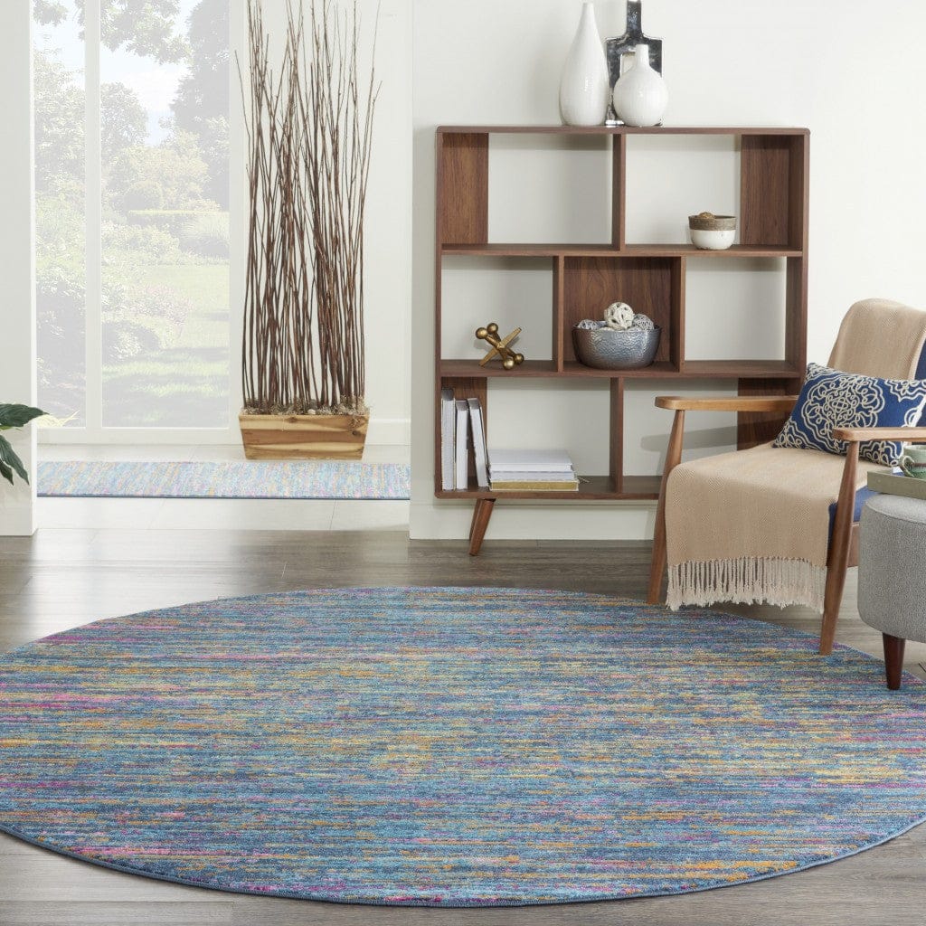 2’ X 6’ Blue Distressed Striations Runner Rug