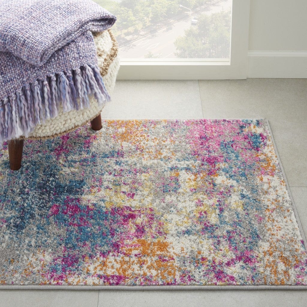 2’ X 3’ Ivory And Multi Abstract Scatter Rug