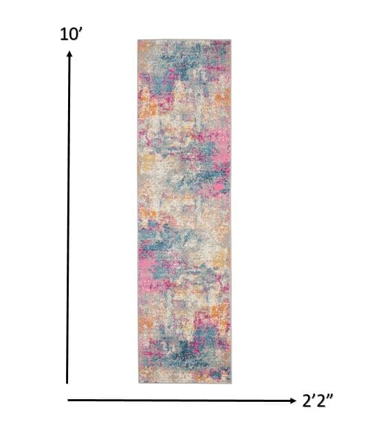 2’ X 3’ Ivory And Multi Abstract Scatter Rug