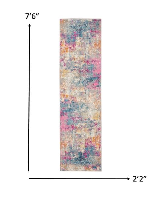 2’ X 3’ Ivory And Multi Abstract Scatter Rug