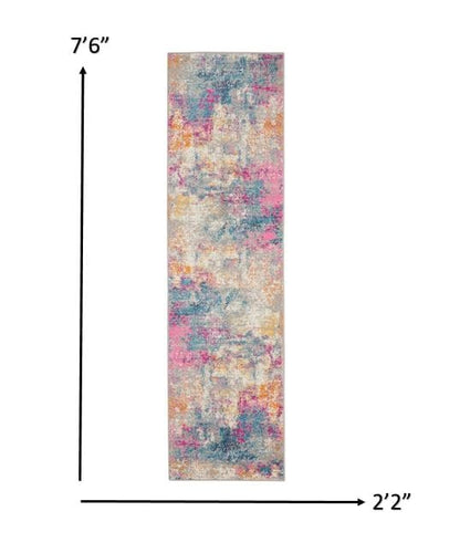2’ X 3’ Ivory And Multi Abstract Scatter Rug
