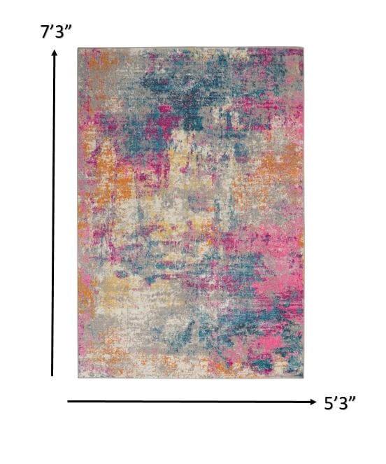 2’ X 3’ Ivory And Multi Abstract Scatter Rug