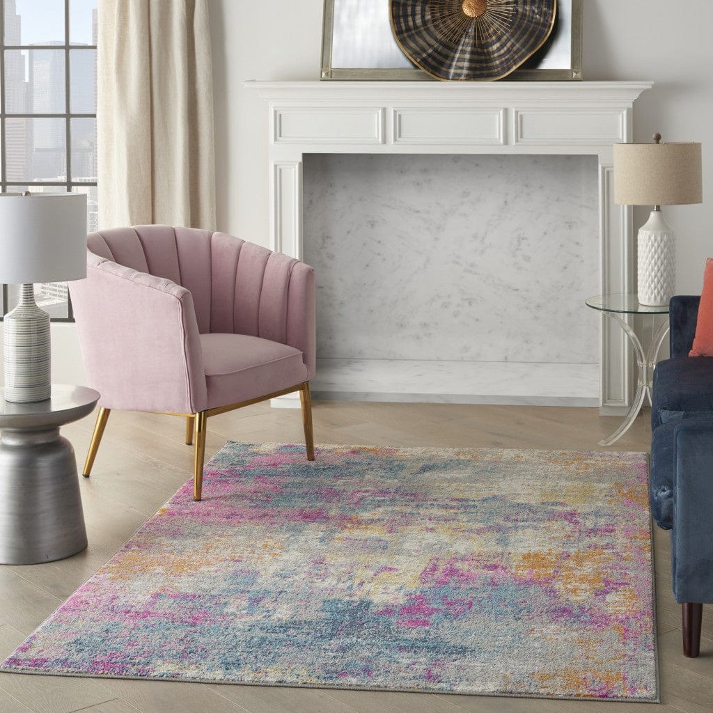 2’ X 3’ Ivory And Multi Abstract Scatter Rug