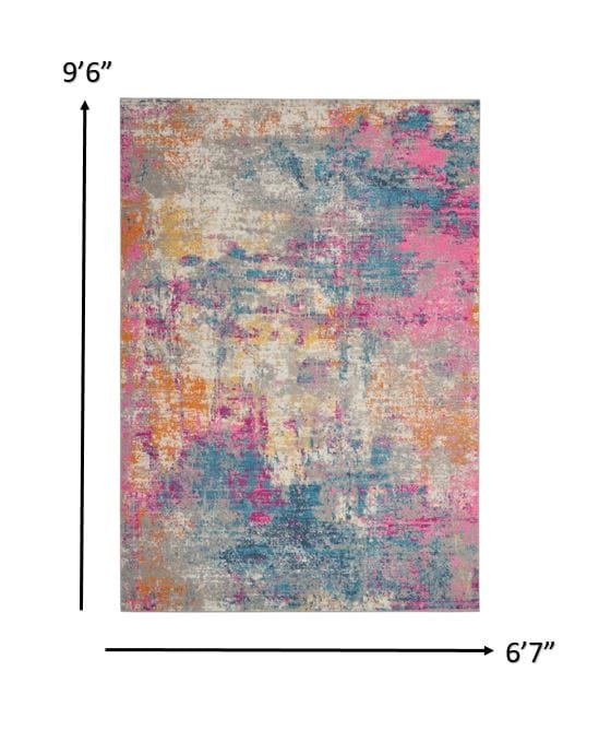 2’ X 3’ Ivory And Multi Abstract Scatter Rug