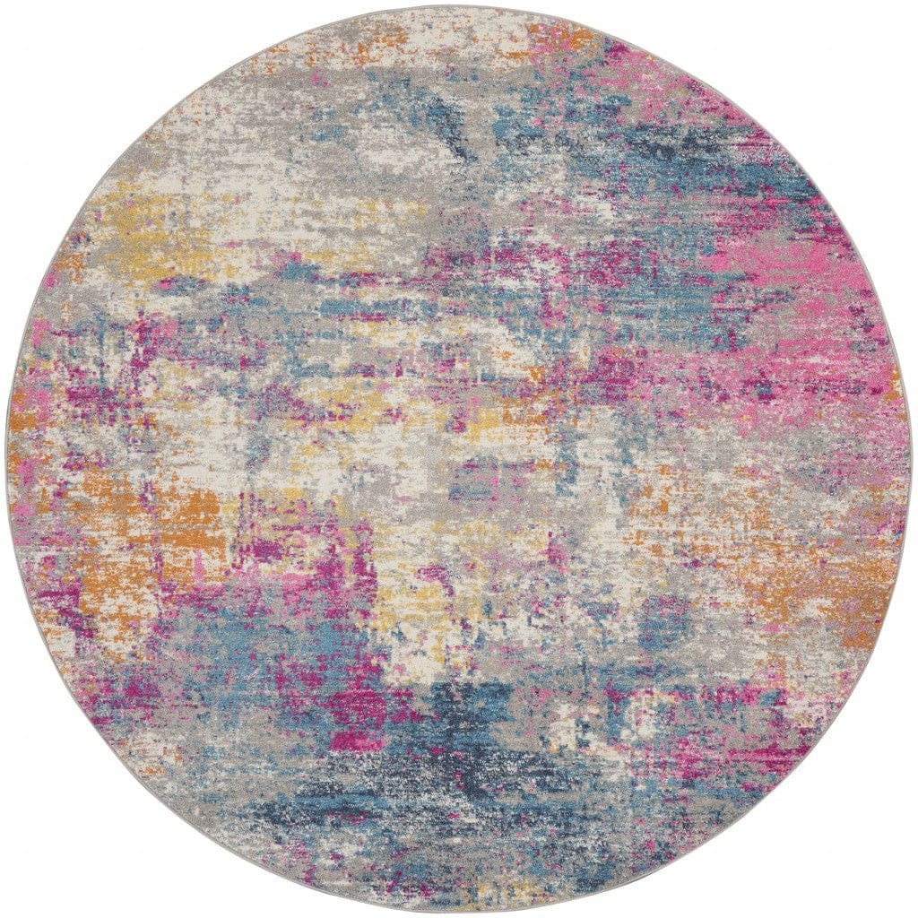 2’ X 3’ Ivory And Multi Abstract Scatter Rug