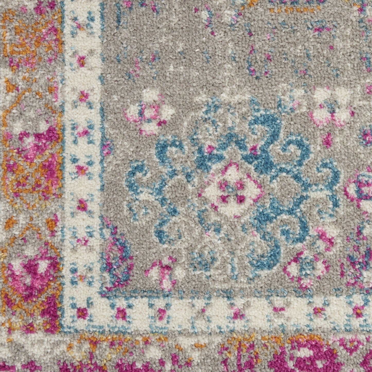 2’ X 6’ Gray Distressed Ornamental Runner Rug