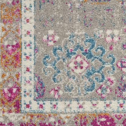 2’ X 6’ Gray Distressed Ornamental Runner Rug