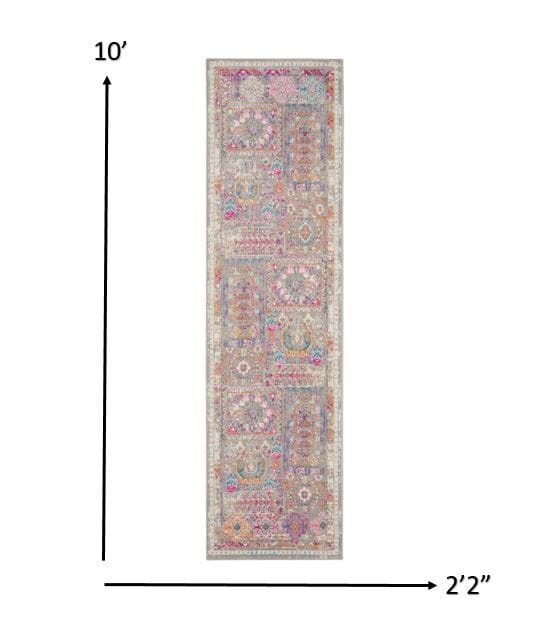 2’ X 6’ Gray Distressed Ornamental Runner Rug