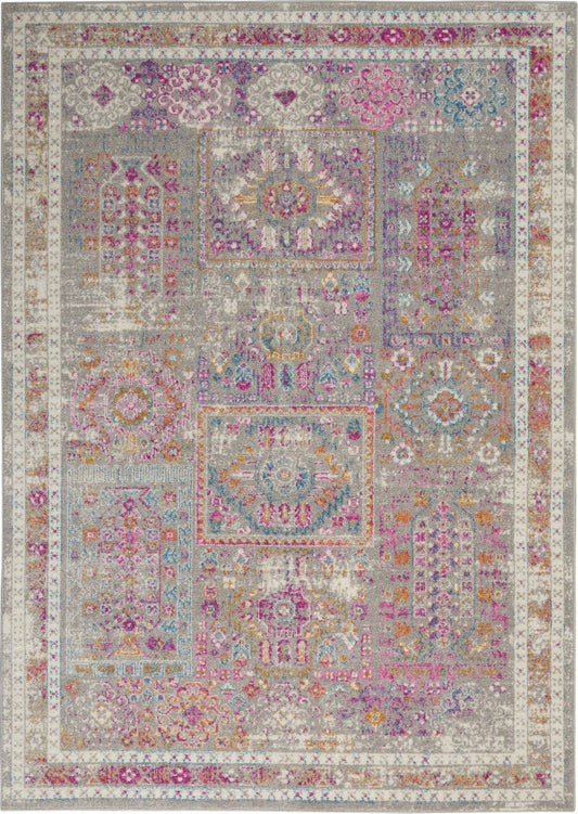 4’ X 6’ Gray Distressed Ornamental Area Rug