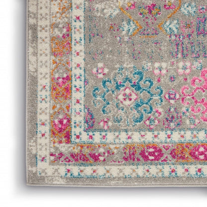 4’ X 6’ Gray Distressed Ornamental Area Rug