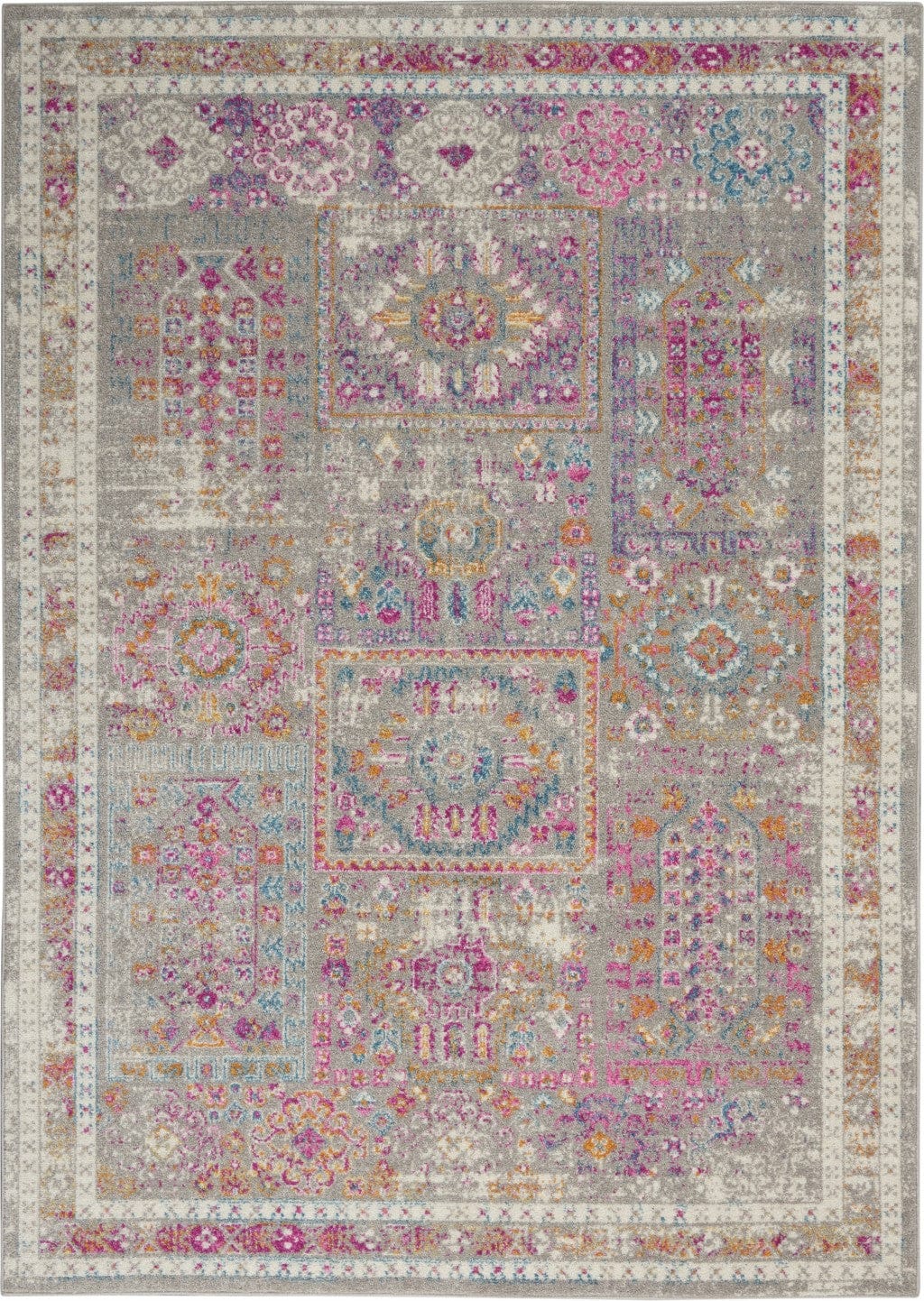 4’ X 6’ Gray Distressed Ornamental Area Rug