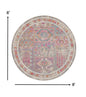 5’ Round Gray Distressed Ornamental Area Rug