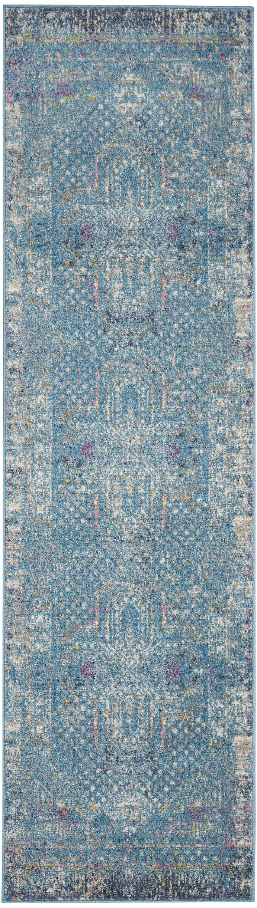 2’ X 3’ Blue Distressed Medallion Scatter Rug