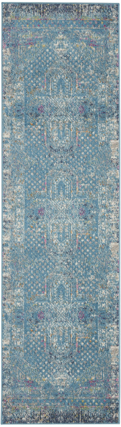 2’ X 3’ Blue Distressed Medallion Scatter Rug