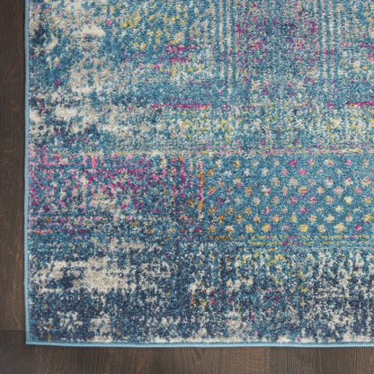 2’ X 3’ Blue Distressed Medallion Scatter Rug