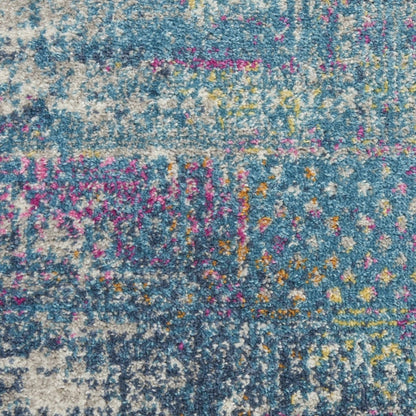 2’ X 3’ Blue Distressed Medallion Scatter Rug
