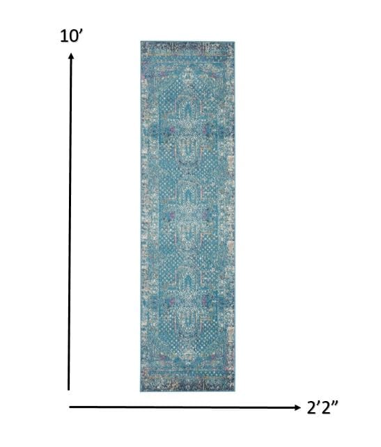 2’ X 3’ Blue Distressed Medallion Scatter Rug