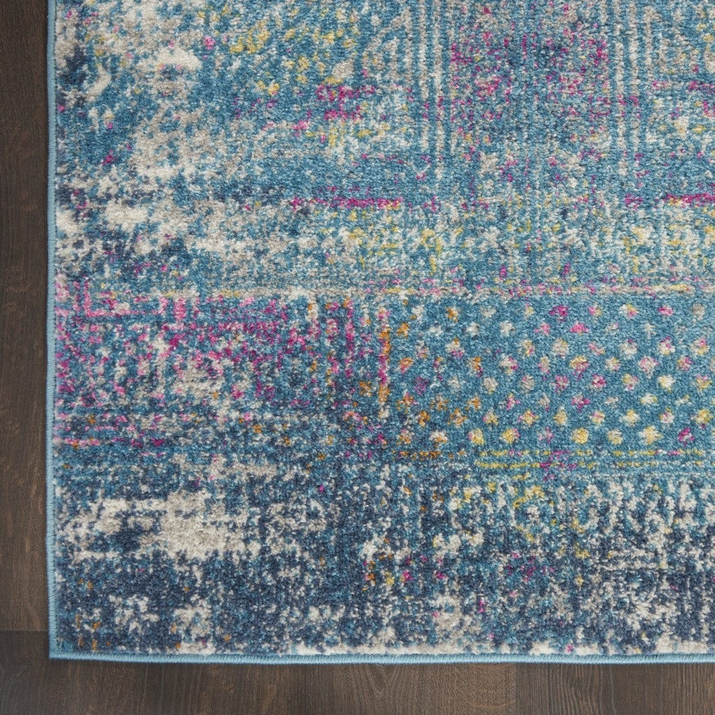 4’ X 6’ Blue Distressed Medallion Area Rug