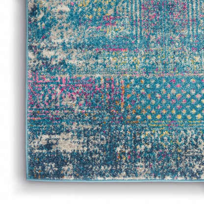 4’ X 6’ Blue Distressed Medallion Area Rug