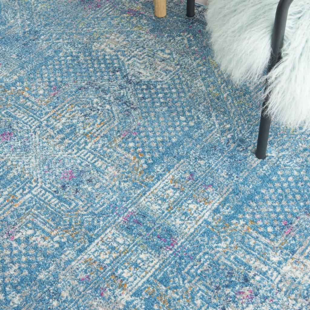 2’ X 3’ Blue Distressed Medallion Scatter Rug
