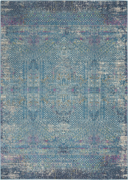 2’ X 3’ Blue Distressed Medallion Scatter Rug