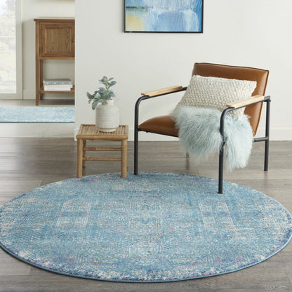 2’ X 3’ Blue Distressed Medallion Scatter Rug