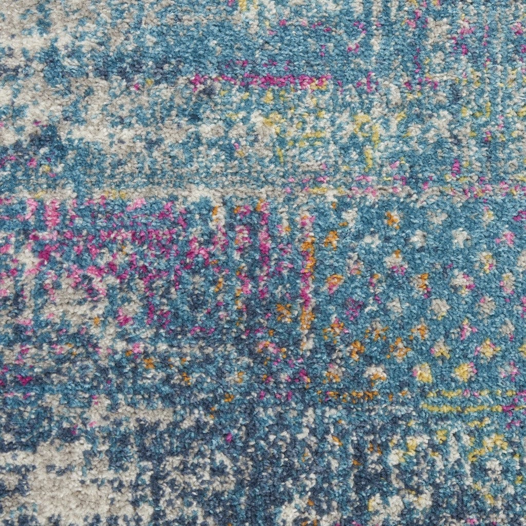 2’ X 3’ Blue Distressed Medallion Scatter Rug