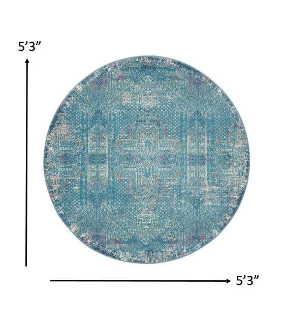 2’ X 3’ Blue Distressed Medallion Scatter Rug