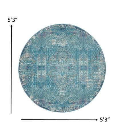 2’ X 3’ Blue Distressed Medallion Scatter Rug