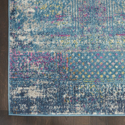 2’ X 3’ Blue Distressed Medallion Scatter Rug