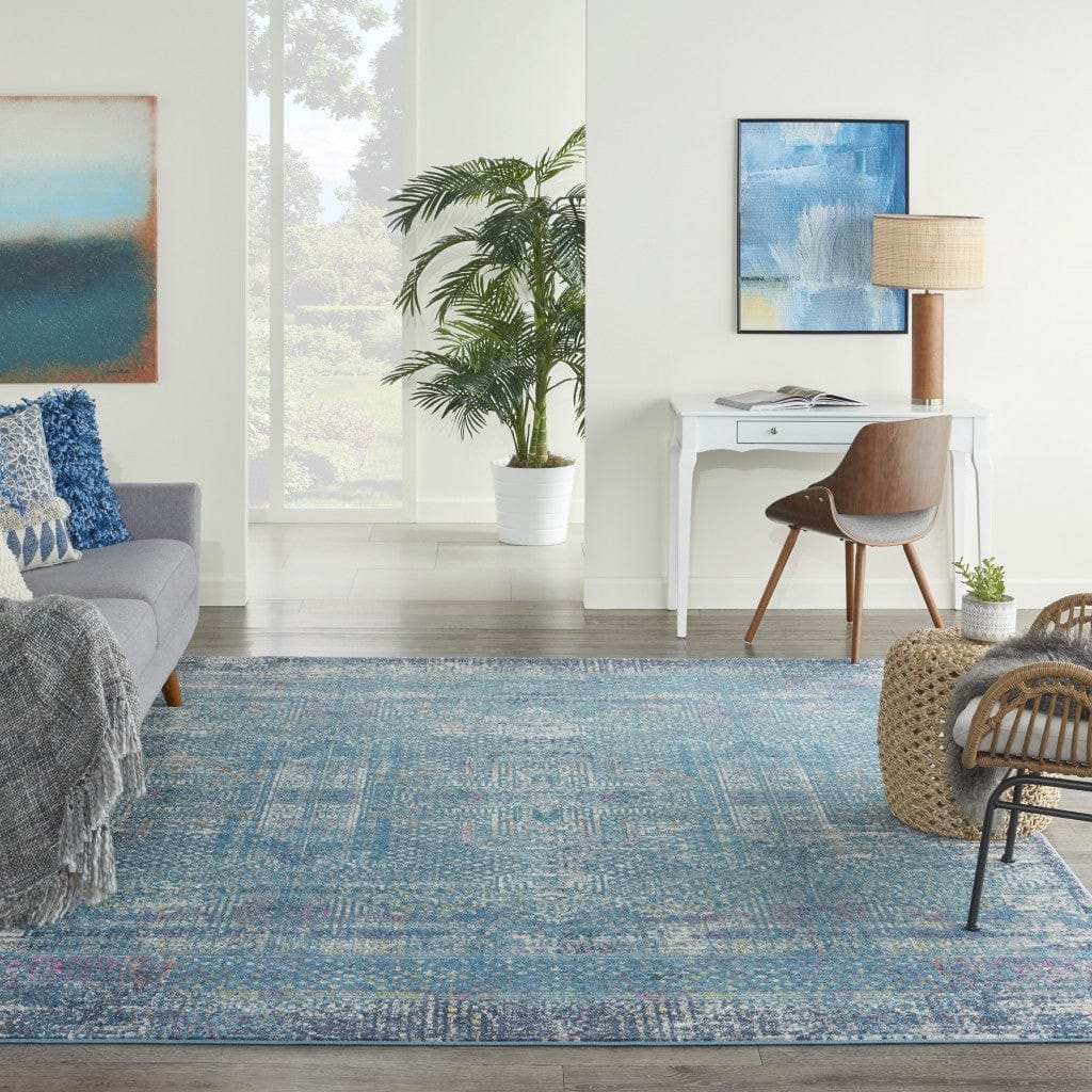 2’ X 3’ Blue Distressed Medallion Scatter Rug