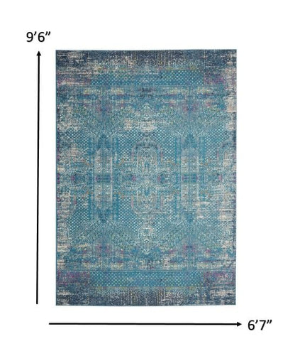 2’ X 3’ Blue Distressed Medallion Scatter Rug