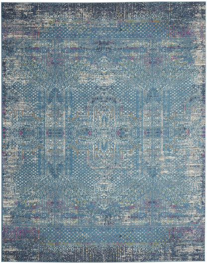 2’ X 3’ Blue Distressed Medallion Scatter Rug