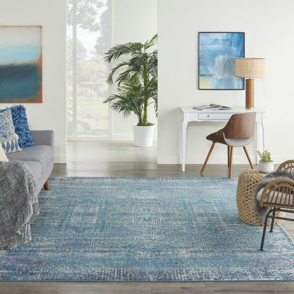 2’ X 3’ Blue Distressed Medallion Scatter Rug