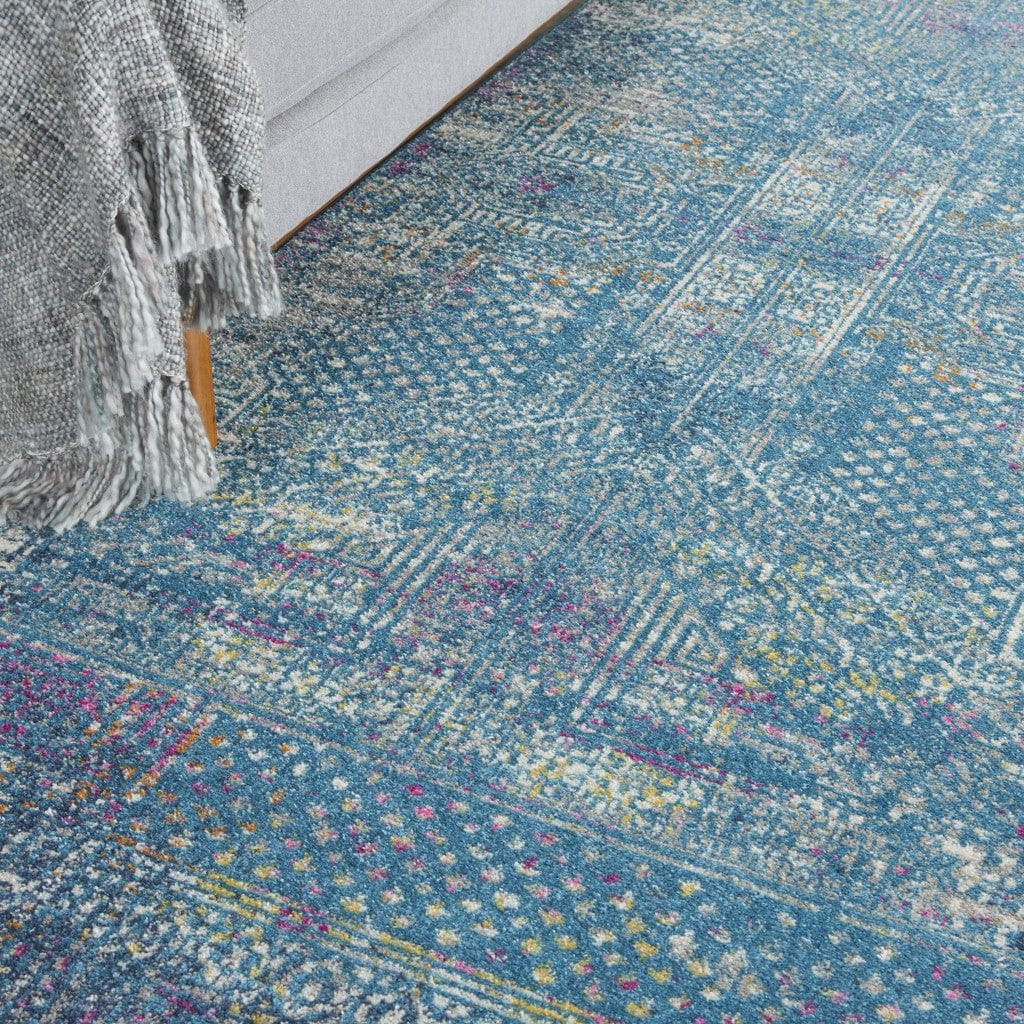 2’ X 3’ Blue Distressed Medallion Scatter Rug