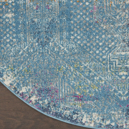 2’ X 3’ Blue Distressed Medallion Scatter Rug