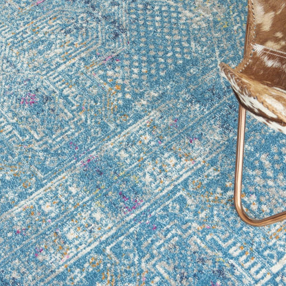 2’ X 3’ Blue Distressed Medallion Scatter Rug