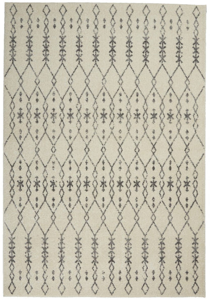 2’ X 10’ Ivory And Gray Geometric Runner Rug