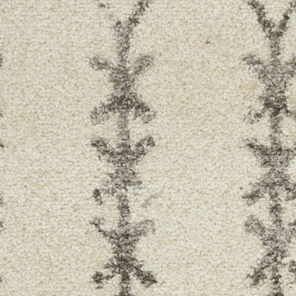 2’ X 10’ Ivory And Gray Geometric Runner Rug