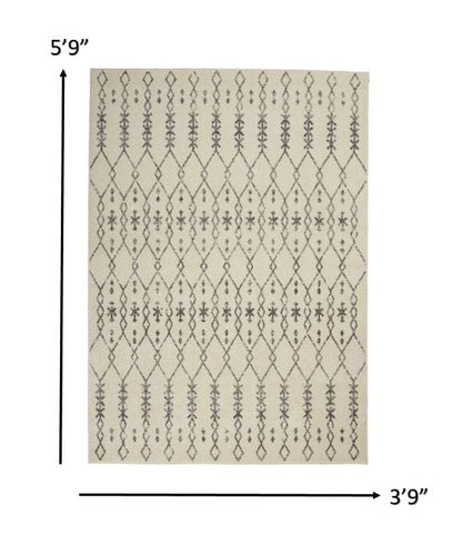 2’ X 10’ Ivory And Gray Geometric Runner Rug